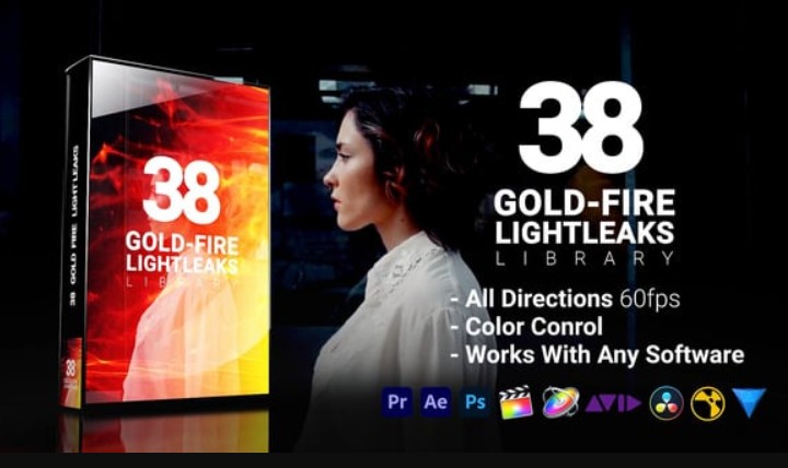 Videohive – 3D Light Leaks – Gold Fire – 56941543